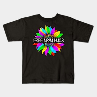 Free Mom Hugs Gay Pride LGBT Daisy Hippie Kids T-Shirt